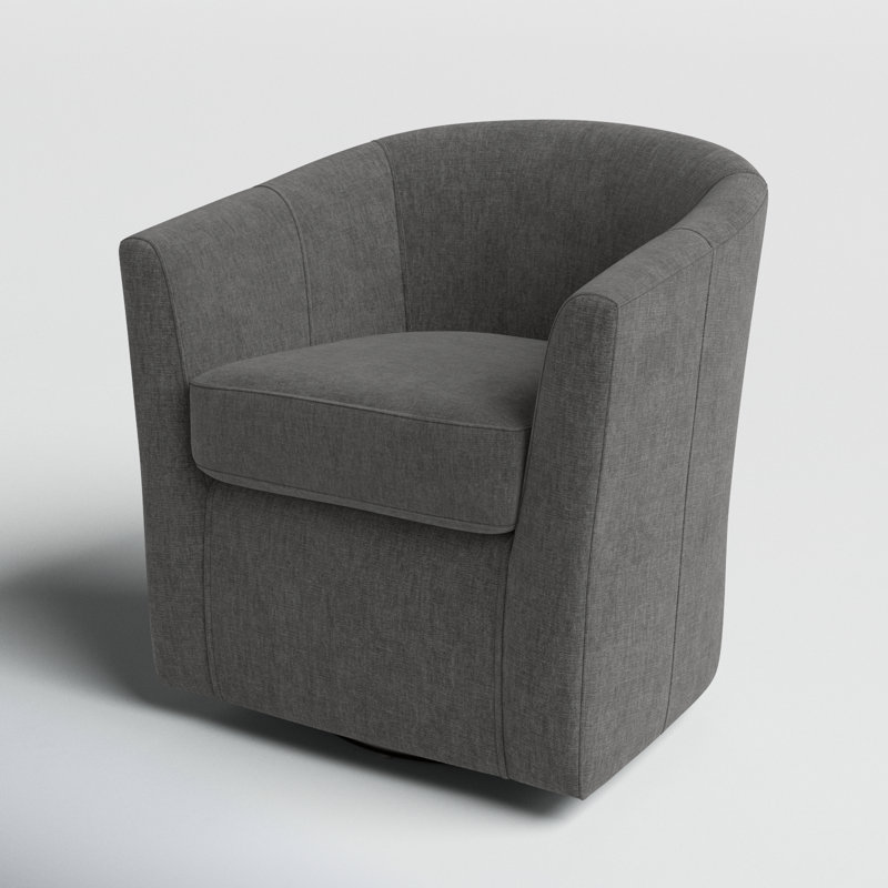 Fauteuil demi-tonneau pivotant 31 po Hansell, Tissu performance natté gris Jitterbug