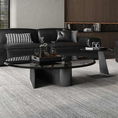 Simple round tempered glass coffee table