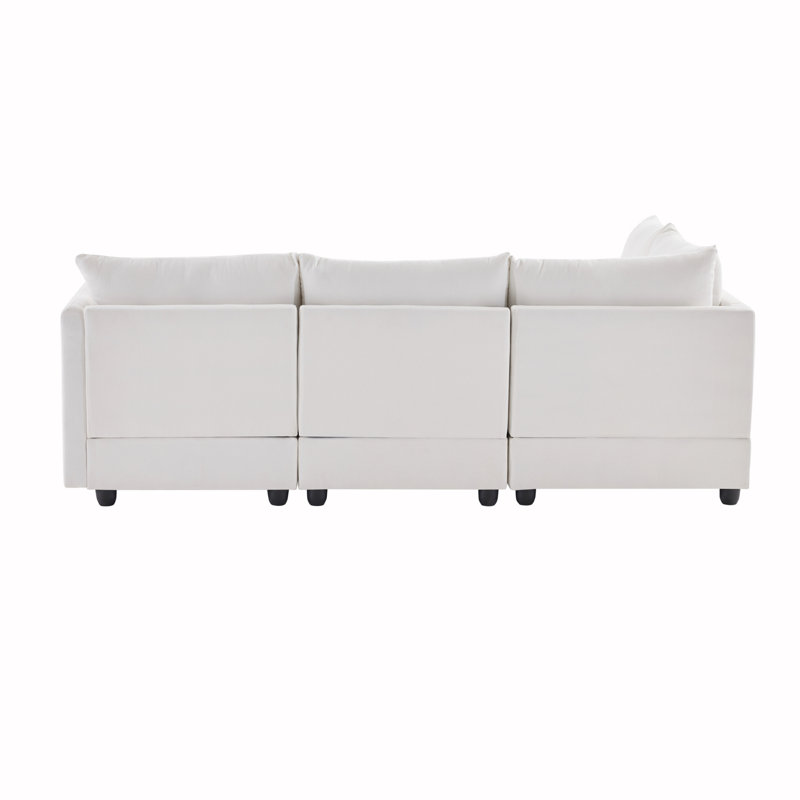 Canapé modulaire à accoudoirs carrés de 89 po Krystynn, Blanc