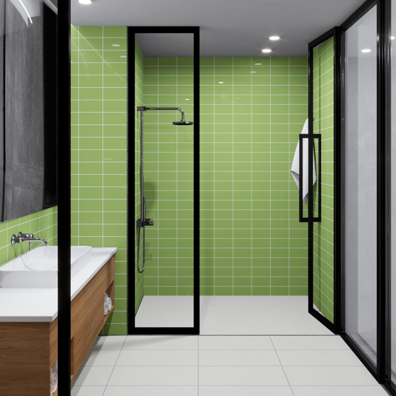 Color Beat Gloss 4" x 8" Ceramic Subway Tile, Lime