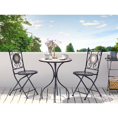 Ousley 2 - Person Metal Patio Dining Set with Round Table