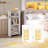 Revan Farmhouse Bed Frame with Bookcase Headboard, 2 Detachable Racks, 4 Drawers & RGB LED-100758303-100758307