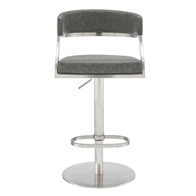 Callie Modern Retro Swivel Metal Adjustable Height Barstool With Faux Leather Seat