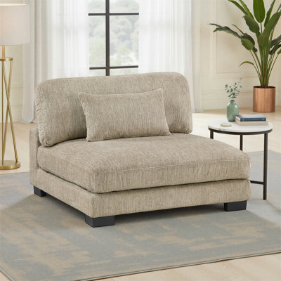 Chaise modulaire sans accoudoirs modulaire et contemporaine de 45 po avec revêtement en microfibre texturée, coussins réversibles et ressorts ensachés en mousse Tinashe