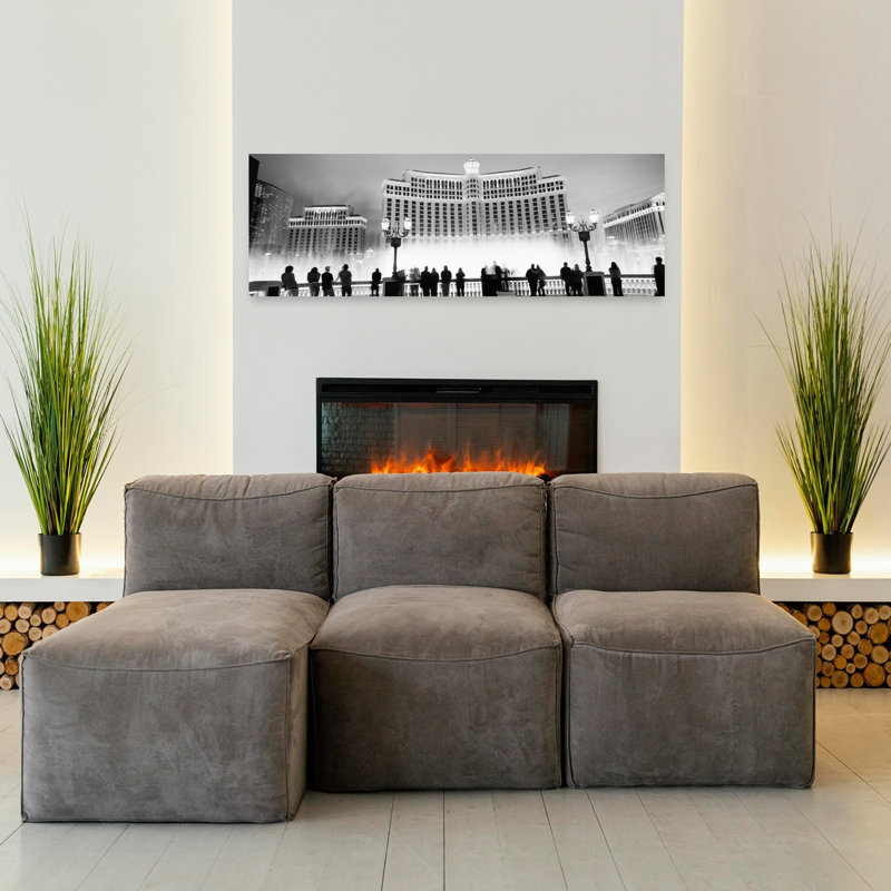 Hotel lit up at night Bellagio Resort And Casino The Strip Las Vegas Nevada USA 1 Piece Wrapped Canvas Panoramic Wall Art
