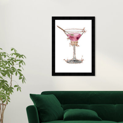 «Drinks and Spirits Glimmering Martini Glam», impression murale sur papier rose