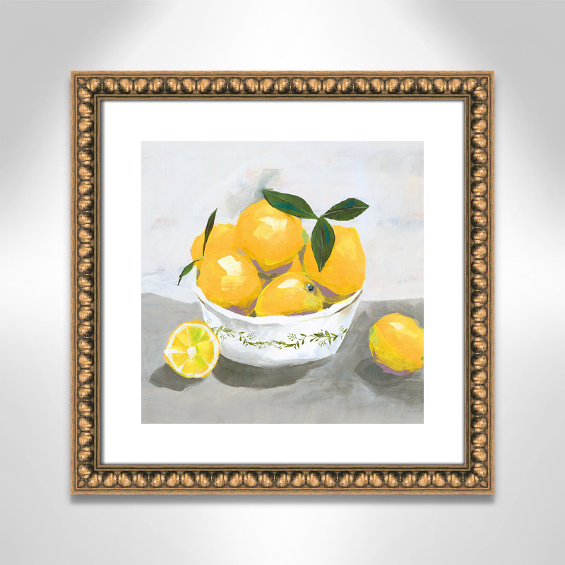 Hayons Lemons par Isabelle Z - reproduction, Papier avec cadre à perles dorées, H 18,25 po x l 18,25 po x P 1,13 po