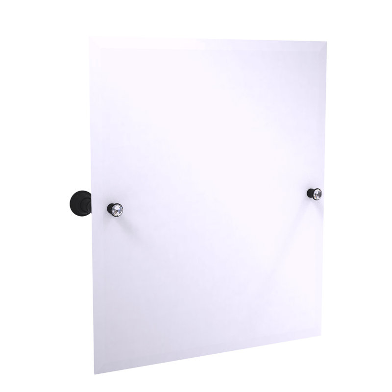 Miroir de meuble-lavabo biseauté sans cadre Gavin, Noir mat, H 26 po x l 21,8 po
