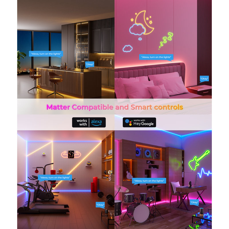 Guirlande lumineuse 100 lumières à DEL RVB à changement de couleur intelligente pour l'extérieur et l'intérieur, 98,4 pi