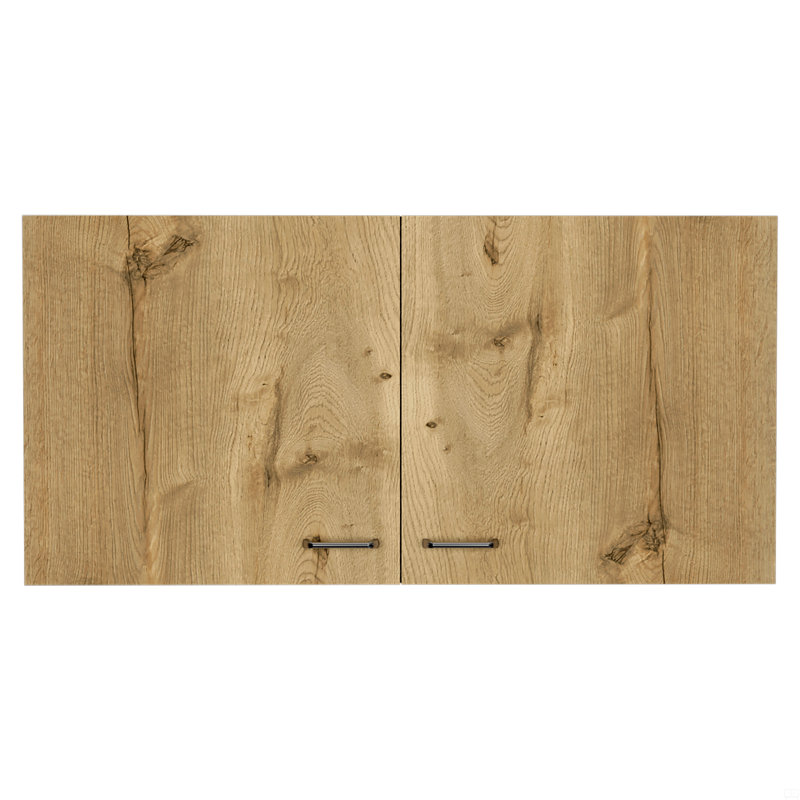Armoire murale, deux tablettes, porte double, Brun / Blanc