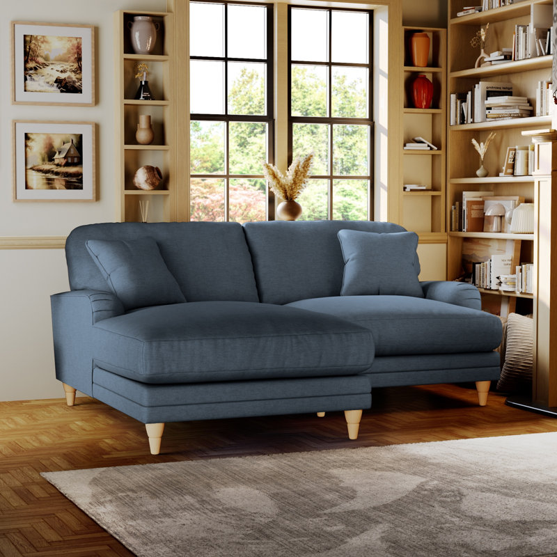 Elfur 3 Seater Sofa & Chaise, Left Hand Facing, Marine, Country Oak