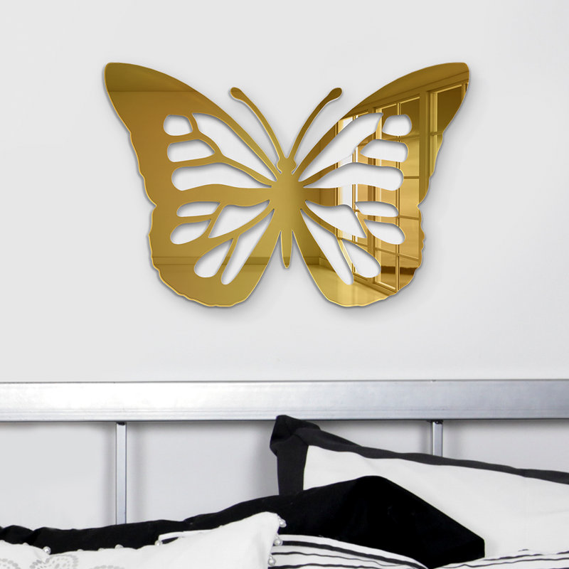 Butterfly Silhouette Acrylic Wall Decor, Gold Mirror
