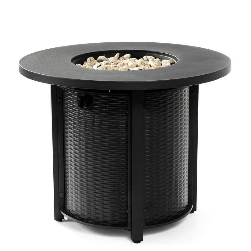 32Inch Fire Pit Table, Built To Withstand Outdoor Elements Steel Table With Shut-Off Valves, Enjoy Safe Time, Black