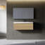 Meuble-lavabo flottant 42 po avec lavabo, meuble de rangement mural rayé avec tiroir à fermeture en douceur et lavabo blanc brillant, entièrement assemblé