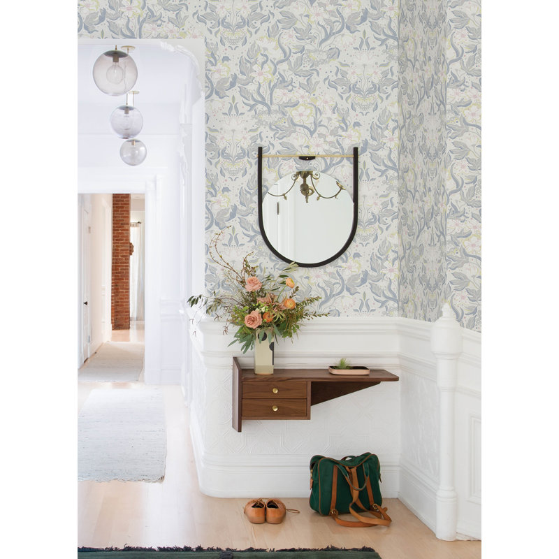 Damask Wallpaper Roll, Blue