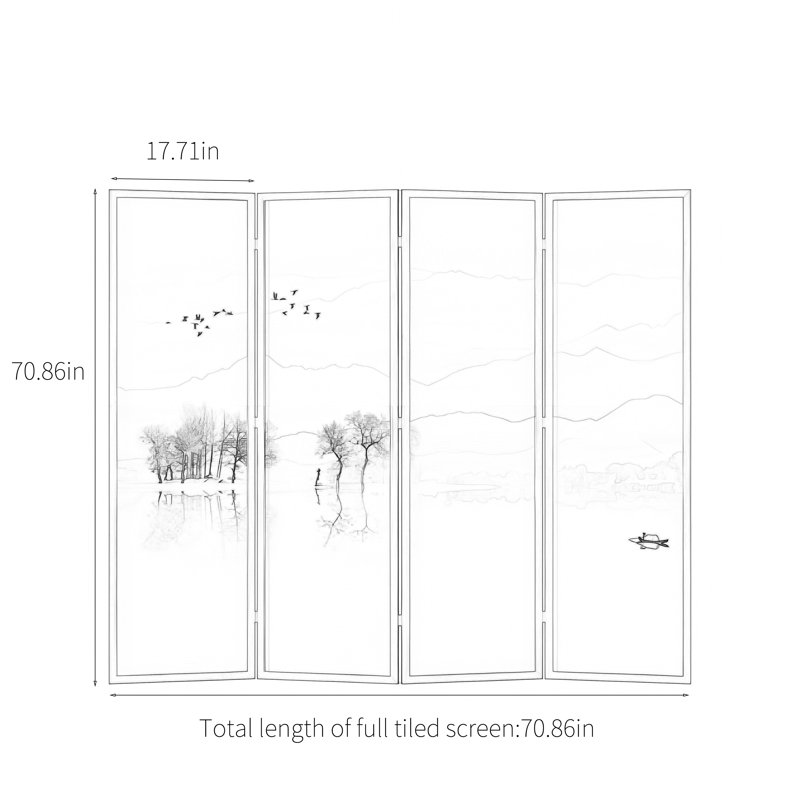 Solid Wood Art Screen, 70.86" H x 70.86" W x 1.37" D