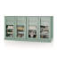 Buffet 100% bois massif 64 po avec portes en verre transparent, 4 tiroirs et tablettes réglables-182239971
