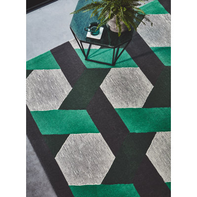 Deutsch Hand Woven Wool Green/Grey Indoor Rug
