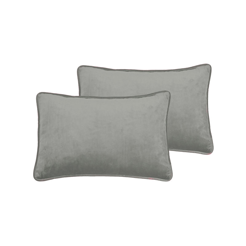 Coussin décoratif en velours réversible, H 13 po x l 20 po, Gris, Rectangle