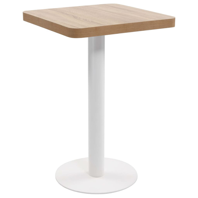  Table bistro en bois aggloméré brun clair et blanc et acier 19,7 po x 19,7 po, H 29,5 po x L 19,7 po x l 19,7 po, Chêne