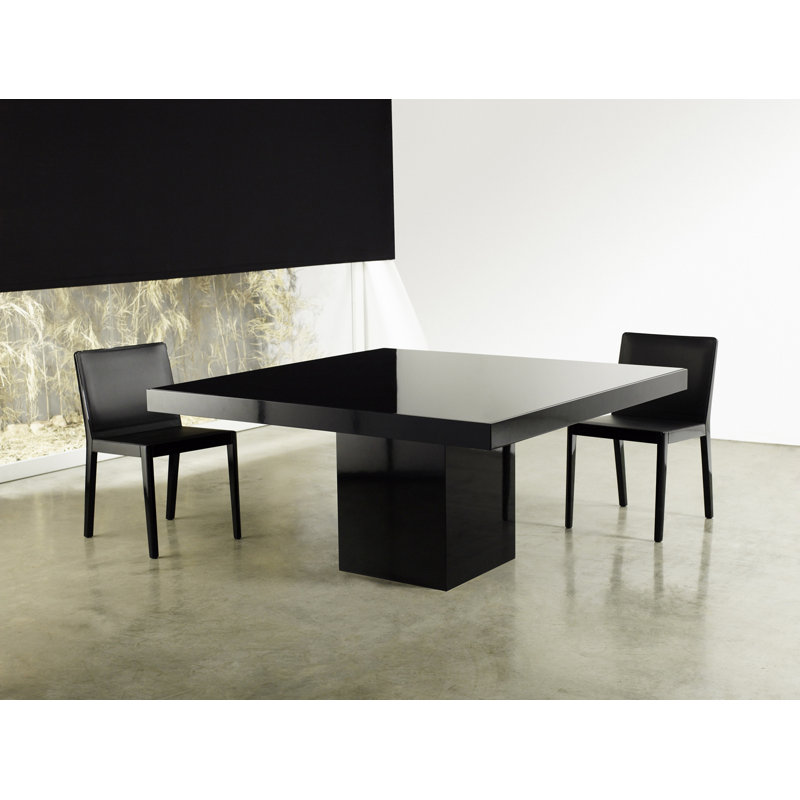 Square Glass Dining Table, Black/Glossy Black