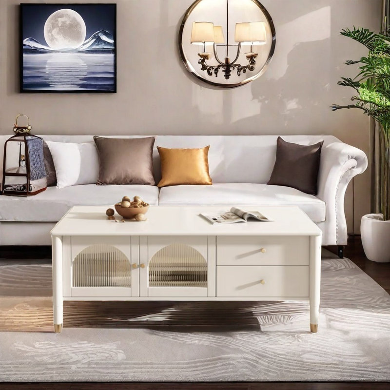 Meuble télé élégant avec table basse et arche classique
