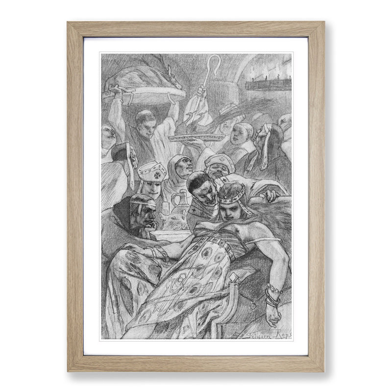 Theadora by Felicien Rops - Picture Frame Painting, 48cm H x 36cm W x 2cm D, Oak