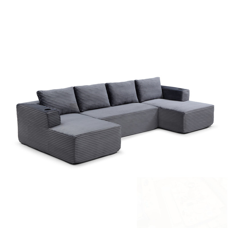 Canapé modulaire en Corduroy, Gris