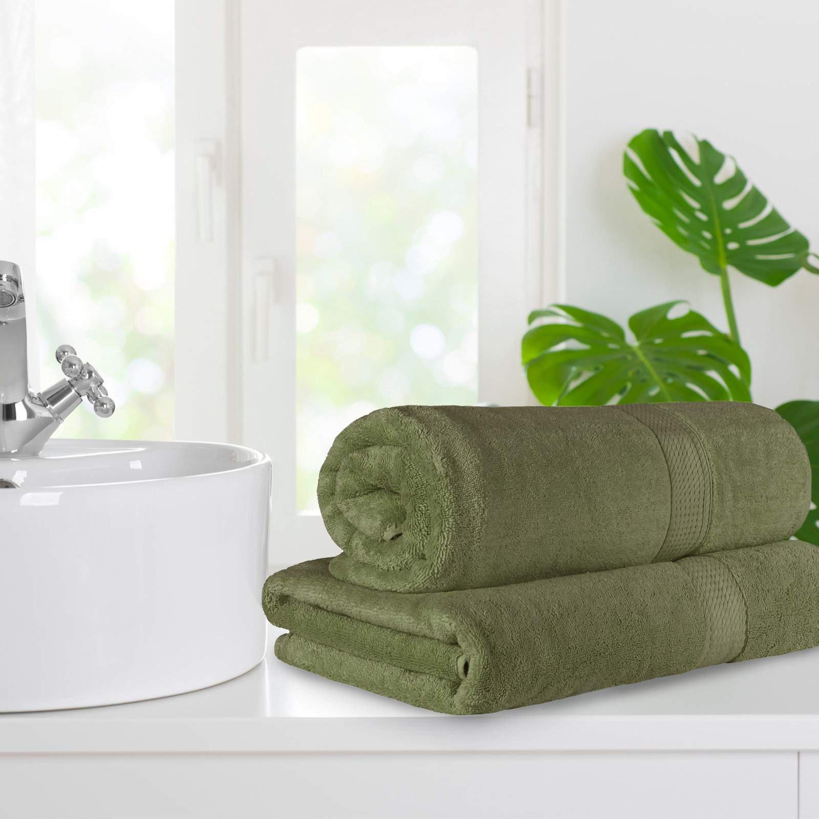 Renata 2-Piece Egyptian Cotton Bath Sheet Set, Forest Green