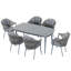 Ensemble repas de patio 7 pièces avec coussins et coussins, trou de parasol, gris-1167706924-1167706927