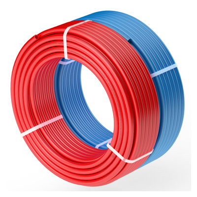 PEX Pipe 1/2 Inch, 2 x 100 Feet Length PEX-A Flexible Pipe Tubing for Potable Water, Pex Water Lines for Hot/Cold Water & Easily Restore, Plumbing Applications with Free Cutter, Blue & Red