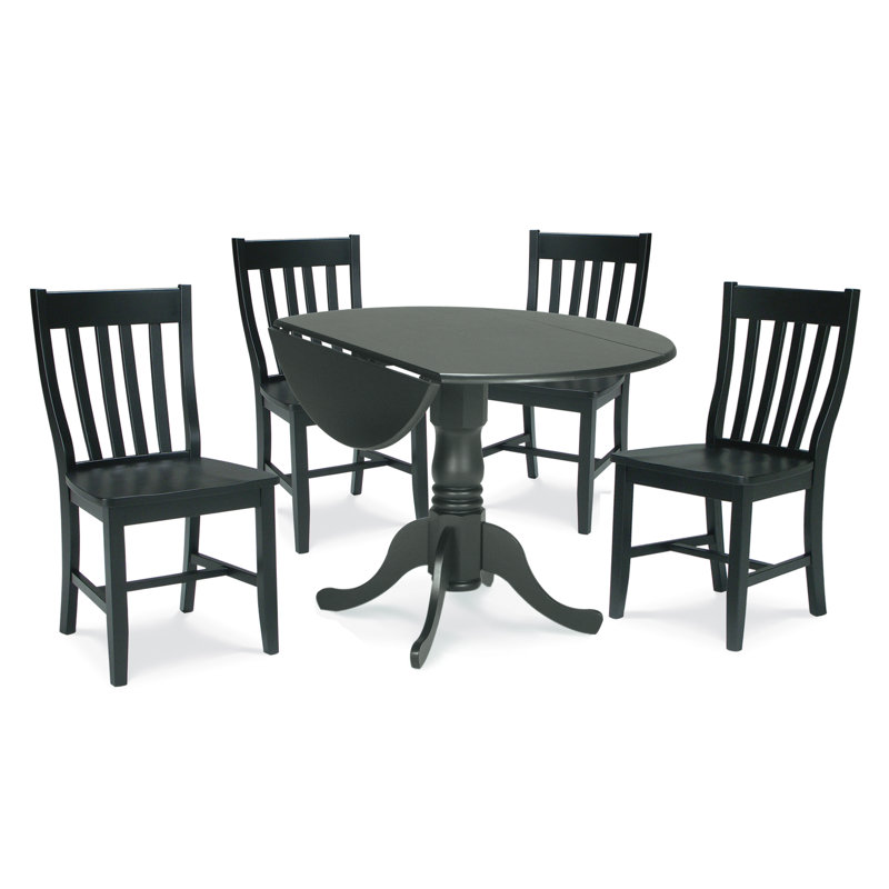 Derayne 4 - Person Solid Wood Top Pedestal Dining Set