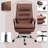Microfibre Vibration Massage Office Chair, Cream White-106882789