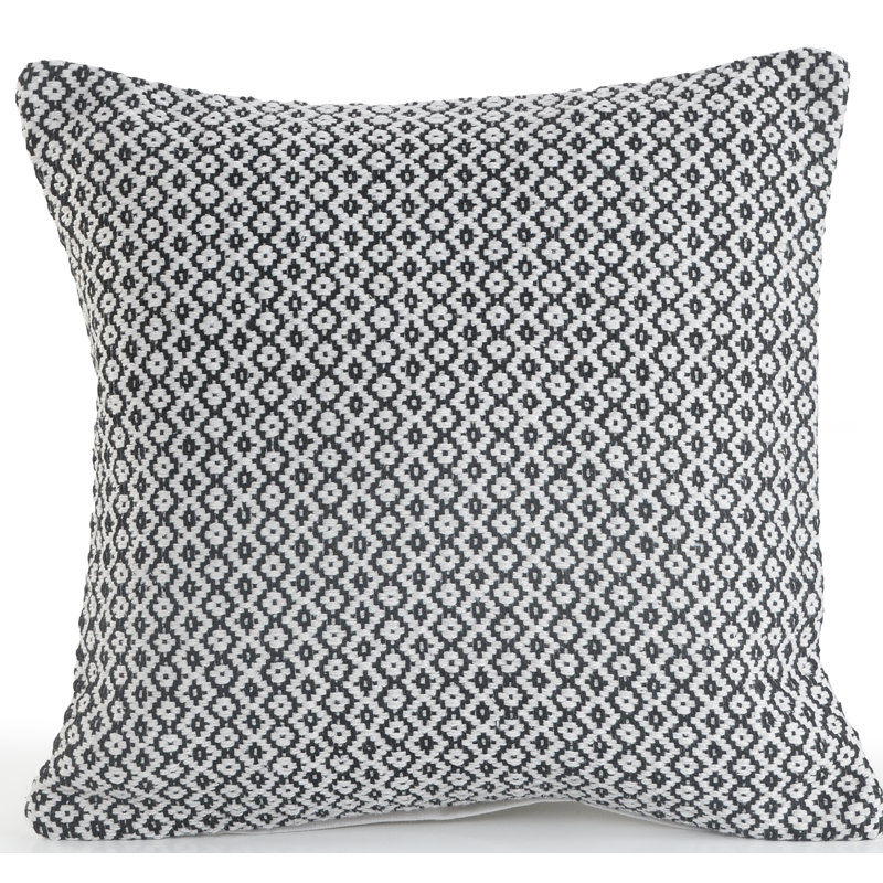 Black and White Cotton Geometric Square Throw Pillow