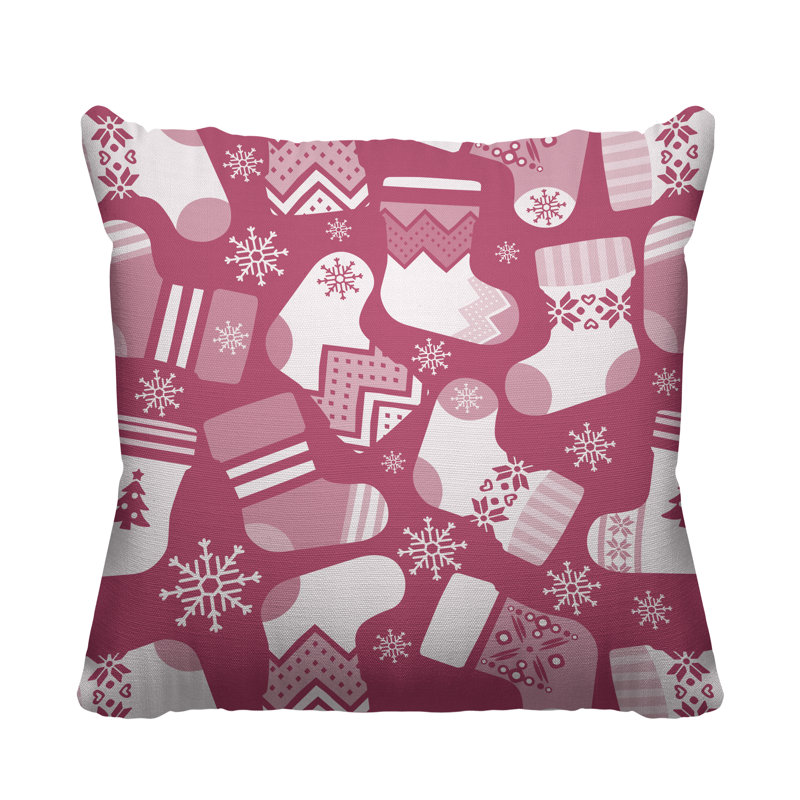 Coussin décoratif intérieur / extérieur Christmas Stockings, L 19 po x H 19 po, Rose