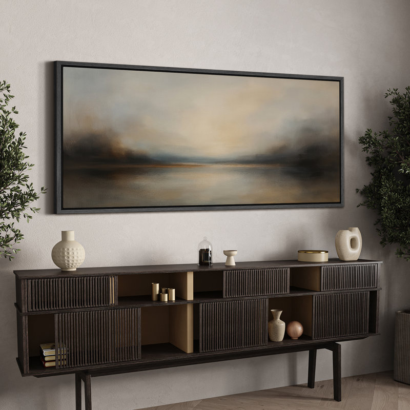 Grande impression sur toile encadrée, impression de paysage abstrait pour la décoration intérieure moderne, Noir