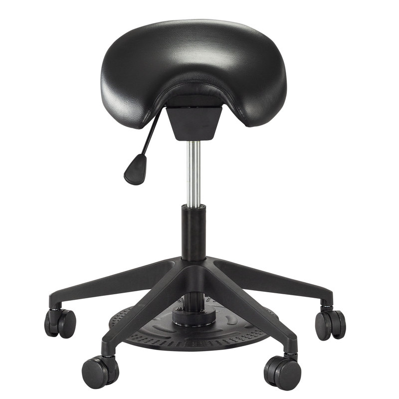 Adjustable Black Metal Saddle Style Swivel Stool