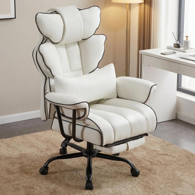 Fauteuil de direction rembourré en similicuir à haut dossier avec appui-tête et soutien lombaire