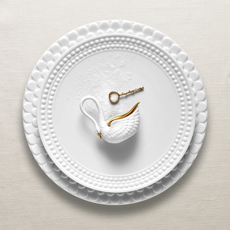 Swan Salt Cellar, White/Gold
