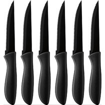 Ginsu Daku Series Dishwasher Safe Black Ceramic Coated 6-Piece Steak Knife Set