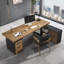 Bureau en bois massif à 3 tiroirs Burlywood, bureau Burlywood-583292963-583292961