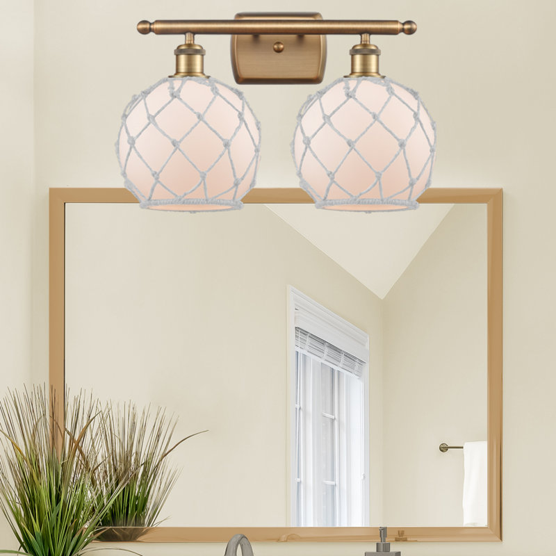 Éclairage pour salle de bain à intensité variable 2 lumières Arriola, Transparent/brun, Laiton brossé, Ampoule non incluse