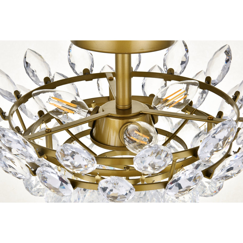 Plafonnier semi-encastré Abel, Laiton, H 9,5 po x l 14 po x P 14 po, 3 lumières