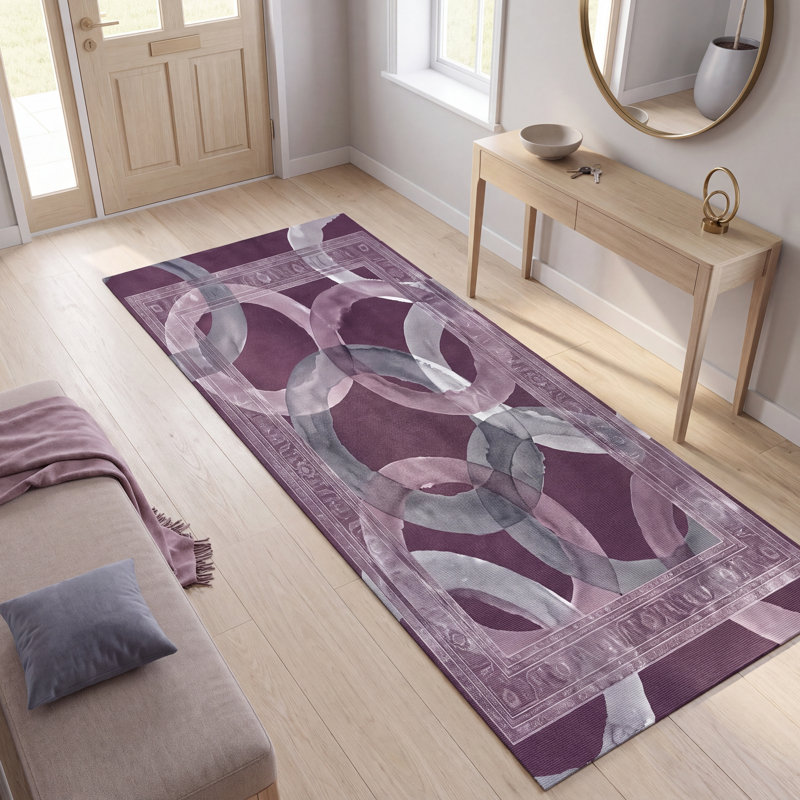 Tapis Sorrel2 Modern Circles géométrique gris et blanc, lavable à la machine, antidérapant, à poils courts, pour l'intérieur et l'extérieur, adapté aux animaux domestiques, idéal pour le salon, la chambre, la salle à manger, l'entrée, le corridor ou le bureau.