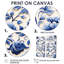 Cobalt Blue Renaissance Flourish Victorian Motif - Art mural bleu 2 pièces-13162973-13162963-13162962