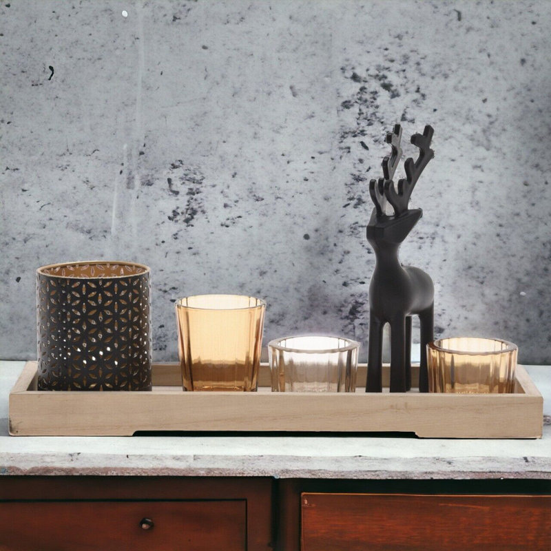 6 Piece Tabletop Tealight Holder Set with Candle Included