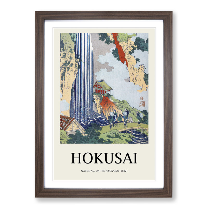The Waterfall in Ono on the Kisokai Road by Katsushika Hokusai - Picture Frame Painting, 65cm H x 48cm W x 2cm D