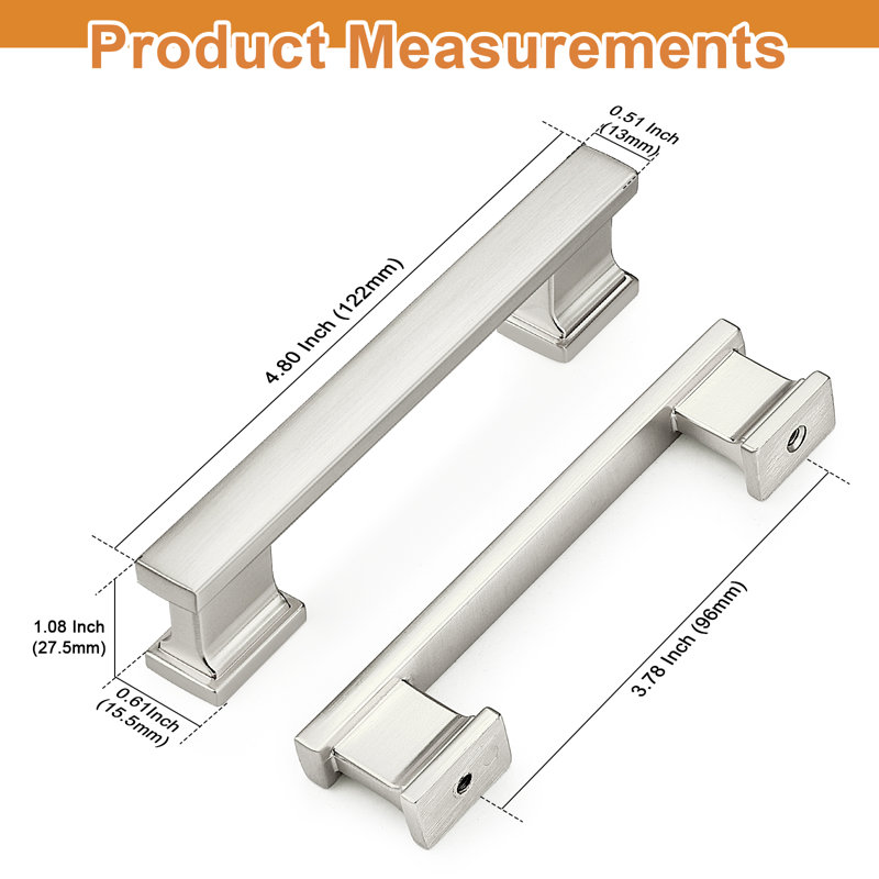 Poignées de tiroir robustes pour quincaillerie de commode Probrico, Nickel brossé, 3 3/4"