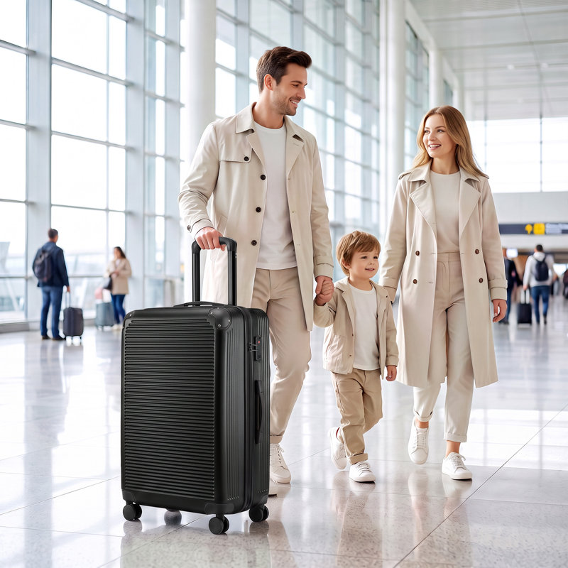 Valise extensible de 71 cm (28 pouces) avec roulettes multidirectionnelles, serrure TSA, noire