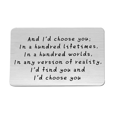Engraved Metal Greeting Card Postcard Business Card Wallet Clip Card